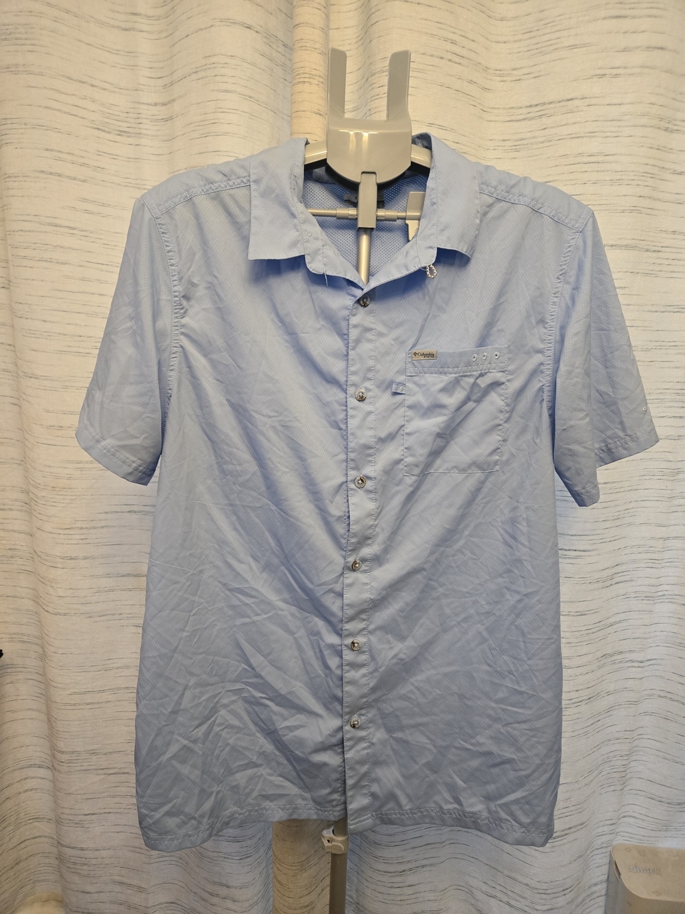 Columbia PFG Light Blue Fishing Shirt Size Large